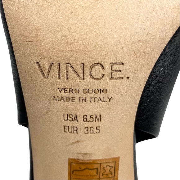 Vince Faye Leather Black Peep Bootie Sandals Size 6.5 - Picture 10 of 13